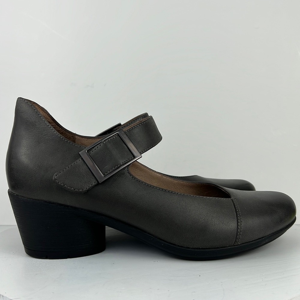 Dansko Womens Roxanne Leather Mary Jane Block Heel Shoes Gray SZ 10 US 9.5-10